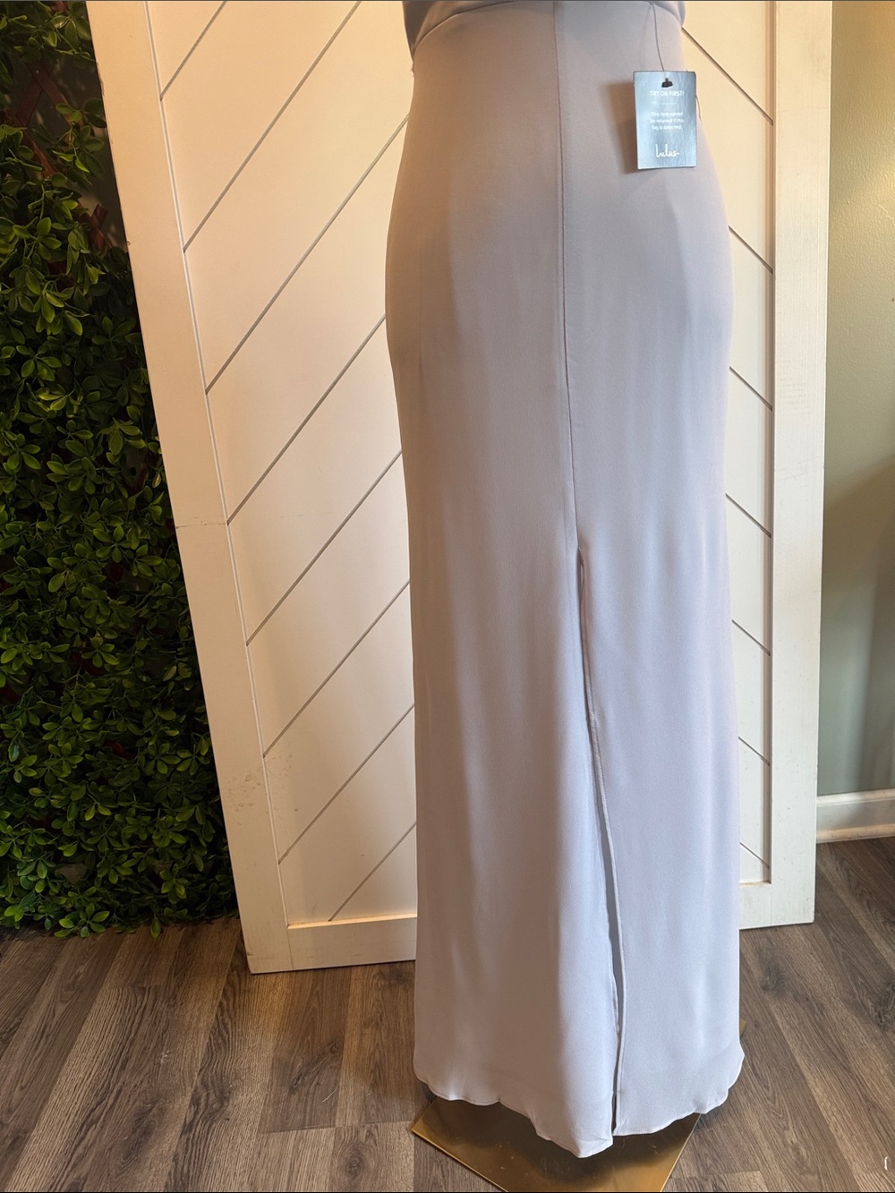 NWT- Story of a Starry Night Lavender Grey Backless Lace Maxi Dress - Picture 6 of 16